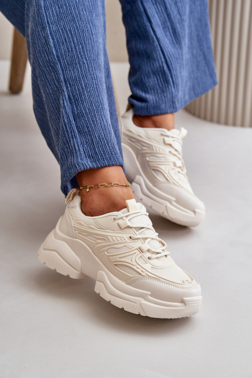 tenisky Tenisky model obuvi Dámske s trendovou masívnou podrážkou slonovina Lerista tenisky Tenisky model obuvi Dámske s trendovou masívnou podrážkou slonovina Lerista