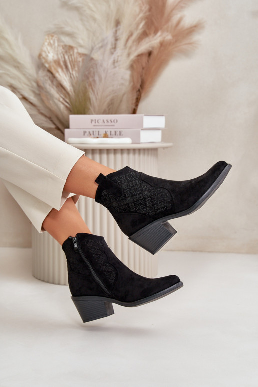 Prelamované čižmy kovbojský štýl Zapnuté Hrad z eko semišuoIne čierna S.Barski HY42-944 Prelamované čižmy kovbojský štýl Zapnuté Hrad z eko semišuoIne čierna S.Barski HY42-944