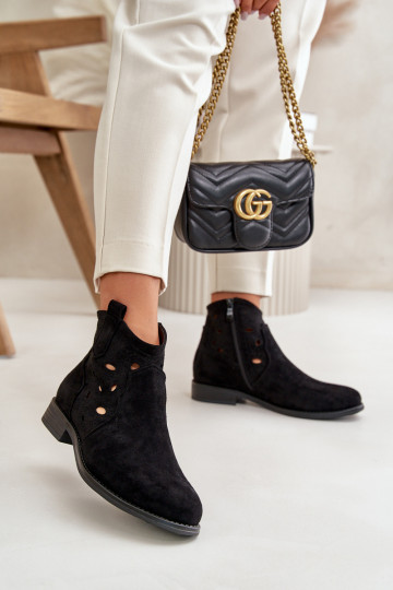 Dámske čižmy s prvkami prelamovania Zapnuté Hrad čierna S.Barski HY42-081