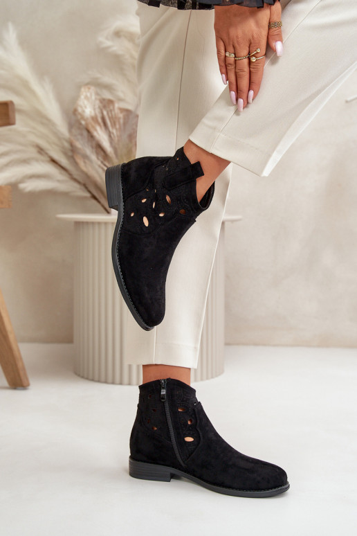 Dámske čižmy s prvkami prelamovania Zapnuté Hrad čierna S.Barski HY42-081 Dámske čižmy s prvkami prelamovania Zapnuté Hrad čierna S.Barski HY42-081