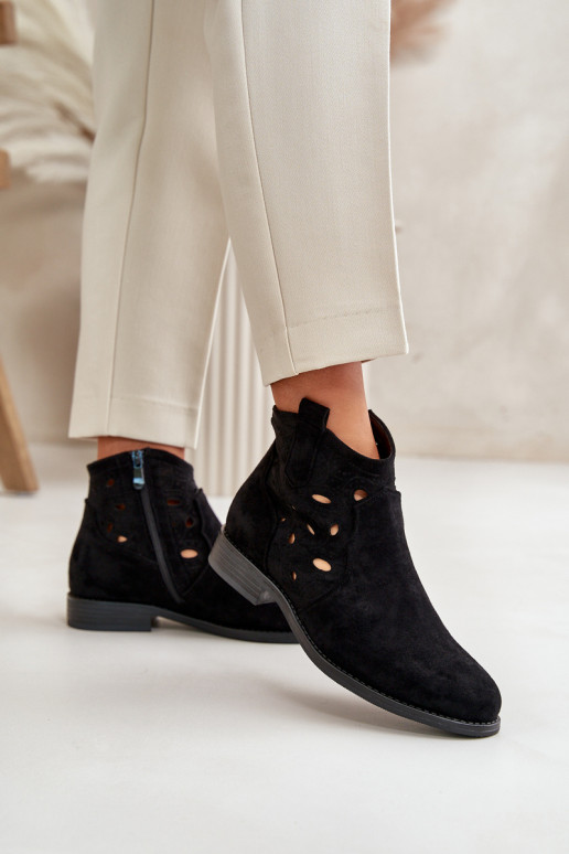 Dámske čižmy s prvkami prelamovania Zapnuté Hrad čierna S.Barski HY42-081 Dámske čižmy s prvkami prelamovania Zapnuté Hrad čierna S.Barski HY42-081