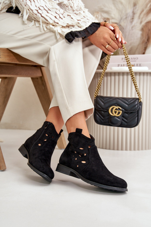 Dámske čižmy s prvkami prelamovania Zapnuté Hrad čierna S.Barski HY42-081 Dámske čižmy s prvkami prelamovania Zapnuté Hrad čierna S.Barski HY42-081