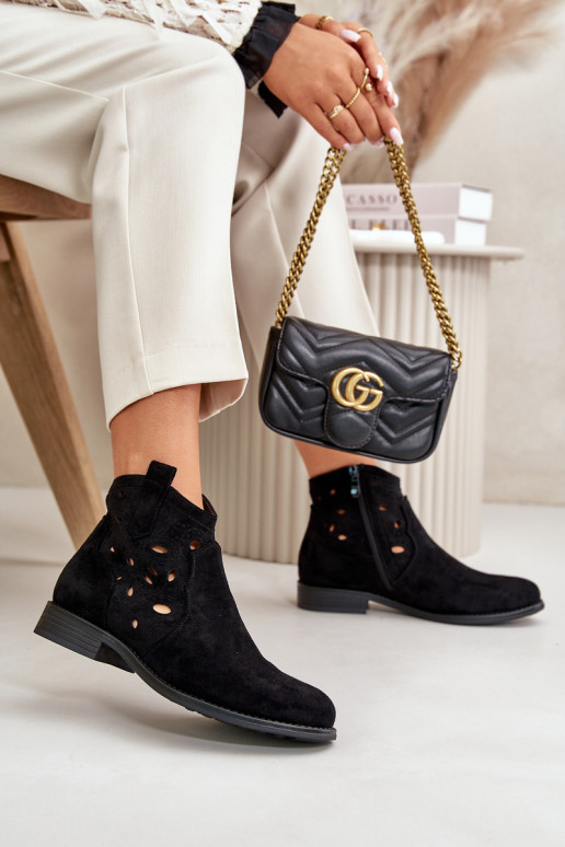 Dámske čižmy s prvkami prelamovania Zapnuté Hrad čierna S.Barski HY42-081 Dámske čižmy s prvkami prelamovania Zapnuté Hrad čierna S.Barski HY42-081