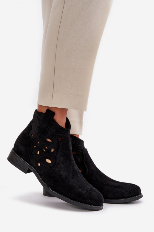 Dámske čižmy s prvkami prelamovania Zapnuté Hrad čierna S.Barski HY42-081 Dámske čižmy s prvkami prelamovania Zapnuté Hrad čierna S.Barski HY42-081