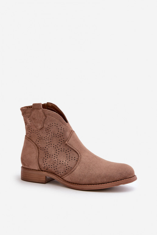 Prelamované čižmy Dámske so širokými podpätkami Hnedá farba S.Barski HY42-151 Prelamované čižmy Dámske so širokými podpätkami Hnedá farba S.Barski HY42-151