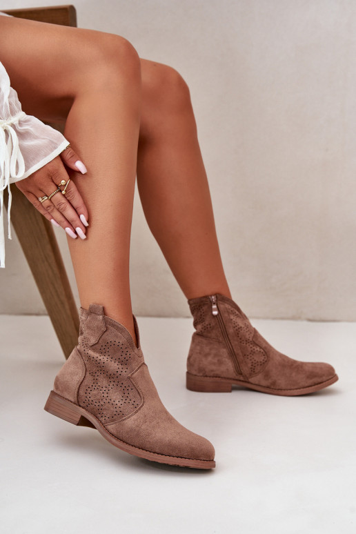 Prelamované čižmy Dámske so širokými podpätkami Hnedá farba S.Barski HY42-151 Prelamované čižmy Dámske so širokými podpätkami Hnedá farba S.Barski HY42-151