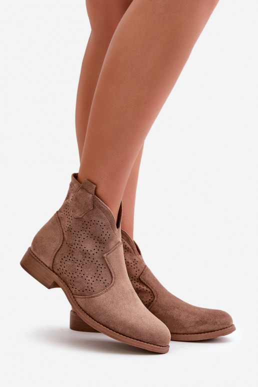 Prelamované čižmy Dámske so širokými podpätkami Hnedá farba S.Barski HY42-151 Prelamované čižmy Dámske so širokými podpätkami Hnedá farba S.Barski HY42-151