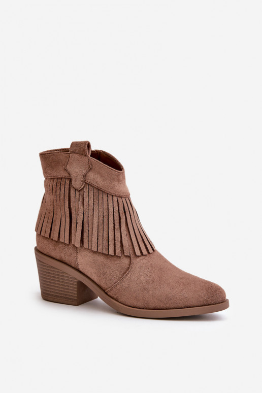 čižmy v kovbojskom štýle Dámske Zapnuté Hrad z eko semišuoIne Hnedá farba S.Barski HY42-127 čižmy v kovbojskom štýle Dámske Zapnuté Hrad z eko semišuoIne Hnedá farba S.Barski HY42-127