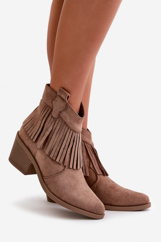 čižmy v kovbojskom štýle Dámske Zapnuté Hrad z eko semišuoIne Hnedá farba S.Barski HY42-127 čižmy v kovbojskom štýle Dámske Zapnuté Hrad z eko semišuoIne Hnedá farba S.Barski HY42-127