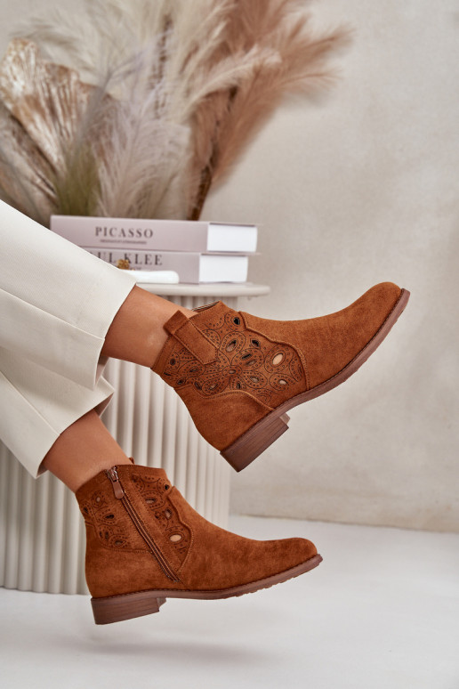 Dámske čižmy s prvkami prelamovania Zapnuté Hrad Hnedá farba S.Barski HY42-081 Dámske čižmy s prvkami prelamovania Zapnuté Hrad Hnedá farba S.Barski HY42-081