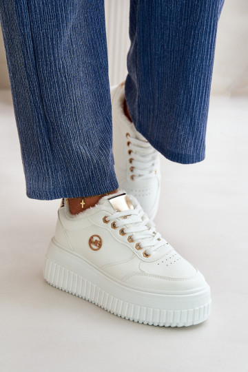 Tenisky model obuvi tenisky Dámske zahriať sa s trendovou masívnou podrážkou biela farba Ardiela