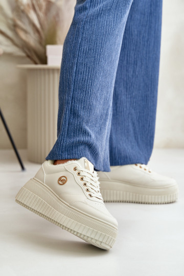 Tenisky model obuvi tenisky Dámske zahriať sa s trendovou masívnou podrážkou béžová Ardiela