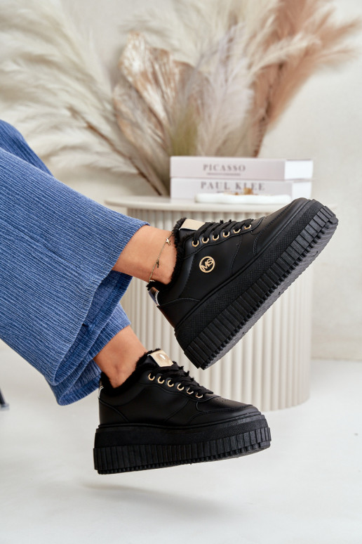 Tenisky model obuvi tenisky Dámske zahriať sa s trendovou masívnou podrážkou čierna Ardiela