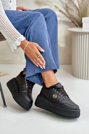 Tenisky model obuvi tenisky Dámske zahriať sa s trendovou masívnou podrážkou čierna Verissha