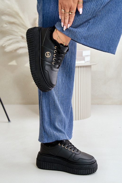 Tenisky model obuvi tenisky Dámske zahriať sa s trendovou masívnou podrážkou čierna Verissha