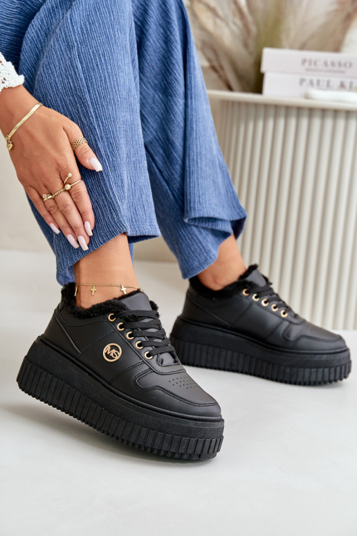 Tenisky model obuvi tenisky Dámske zahriať sa s trendovou masívnou podrážkou čierna Verissha