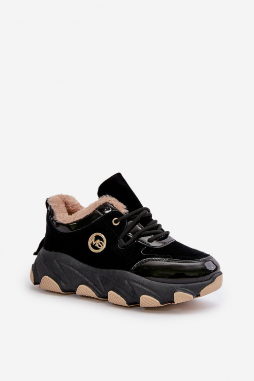 Dámske tenisky so šnúrkami zahriať sa s platformou čierna Verioras Dámske tenisky so šnúrkami zahriať sa s platformou čierna Verioras