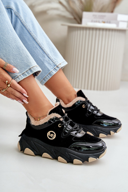 Dámske tenisky so šnúrkami zahriať sa s platformou čierna Verioras Dámske tenisky so šnúrkami zahriať sa s platformou čierna Verioras