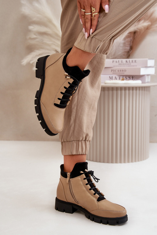 nízke podpätky pre ženy zahriať sa z eko kože béžová Erisabelle