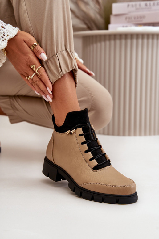 nízke podpätky pre ženy zahriať sa z eko kože béžová Erisabelle