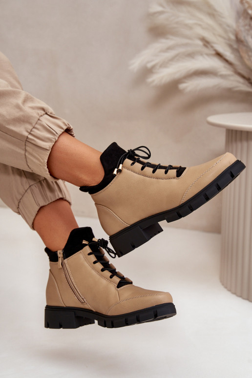 nízke podpätky pre ženy zahriať sa z eko kože béžová Erisabelle