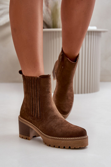 Dámske čižmy Z z eko semišuu zahriať sa tmavohnedá Nevitas