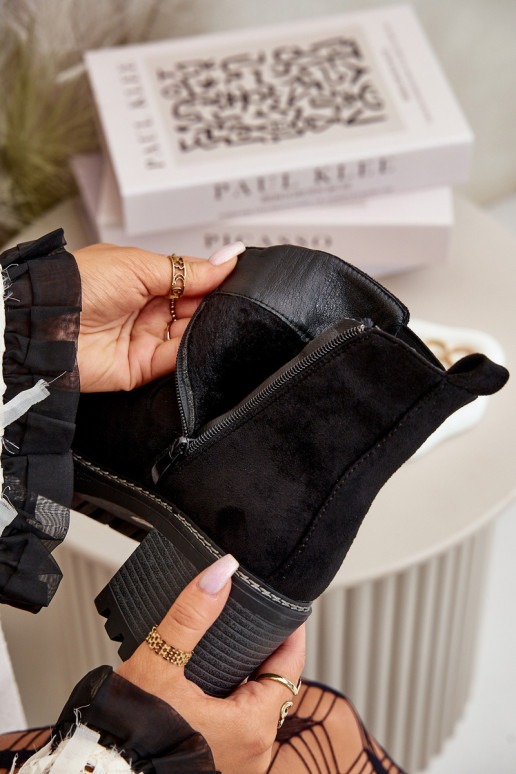 Dámske čižmy zahriať sa s podpätkami z eko semišuoIne čierna Irissinae Dámske čižmy zahriať sa s podpätkami z eko semišuoIne čierna Irissinae