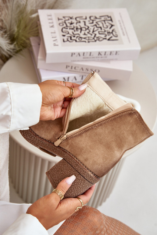 Čižmy s oteplením vo vnútri z eko semišuoIne béžová Arkesia Čižmy s oteplením vo vnútri z eko semišuoIne béžová Arkesia