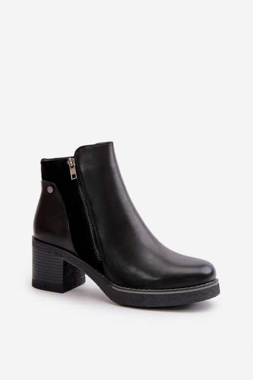 Dámske čižmy z eko kože s podpätkami zahriať sa čierna Revianna