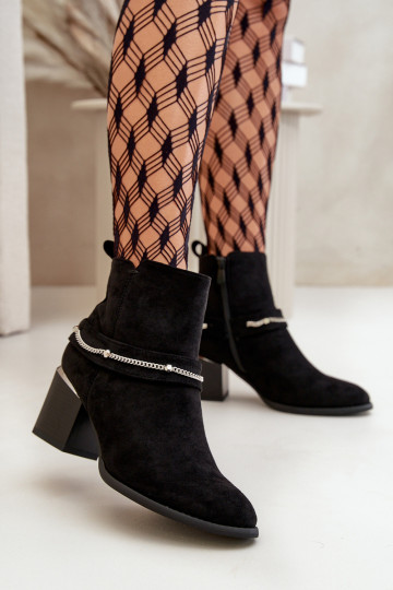 zahriať sa Dámske čižmy s reťazami z eko semišuoIne čierna Hanalen