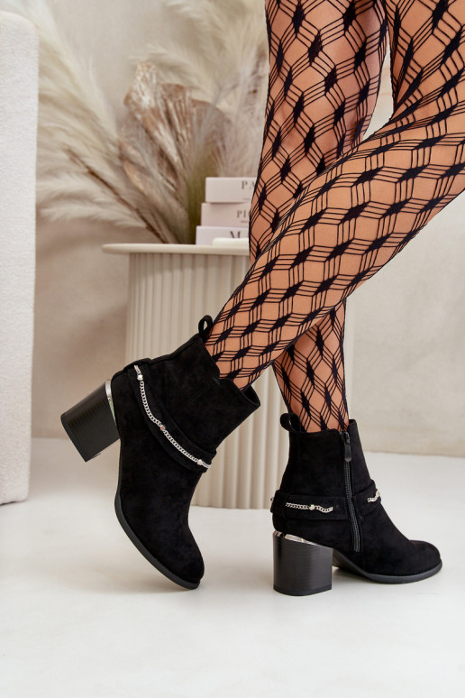 zahriať sa Dámske čižmy s reťazami z eko semišuoIne čierna Hanalen zahriať sa Dámske čižmy s reťazami z eko semišuoIne čierna Hanalen