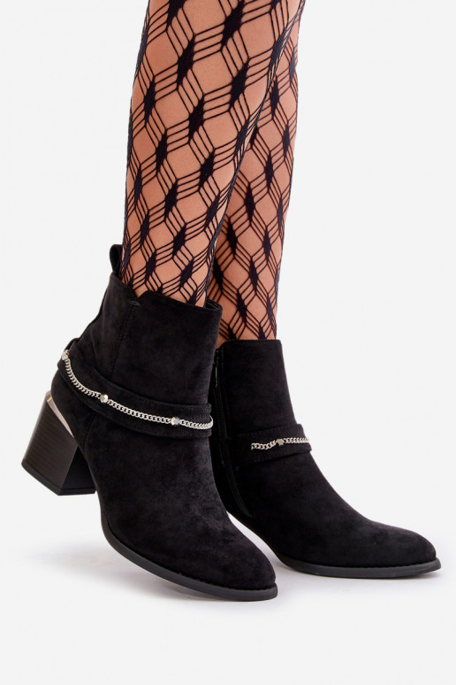 zahriať sa Dámske čižmy s reťazami z eko semišuoIne čierna Hanalen zahriať sa Dámske čižmy s reťazami z eko semišuoIne čierna Hanalen