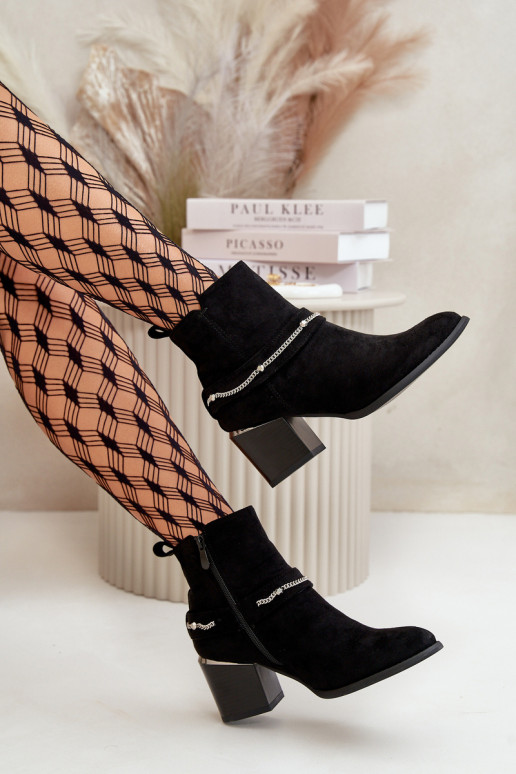 zahriať sa Dámske čižmy s reťazami z eko semišuoIne čierna Hanalen zahriať sa Dámske čižmy s reťazami z eko semišuoIne čierna Hanalen