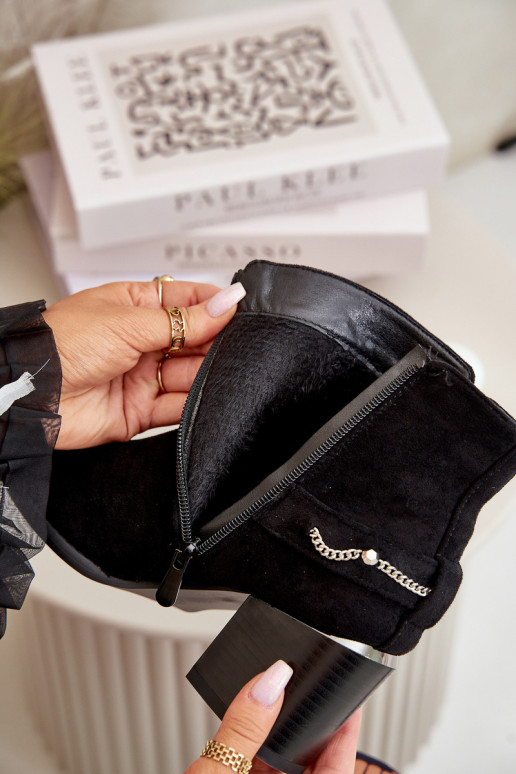 zahriať sa Dámske čižmy s reťazami z eko semišuoIne čierna Hanalen zahriať sa Dámske čižmy s reťazami z eko semišuoIne čierna Hanalen