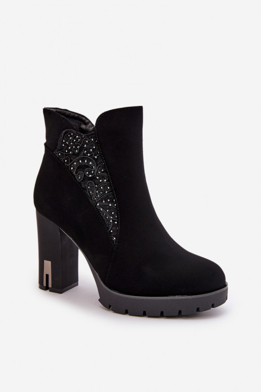 zahriať sa Dámske čižmy Zapnuté Vysokom Poste Z Haftem čierna Verissae zahriať sa Dámske čižmy Zapnuté Vysokom Poste Z Haftem čierna Verissae