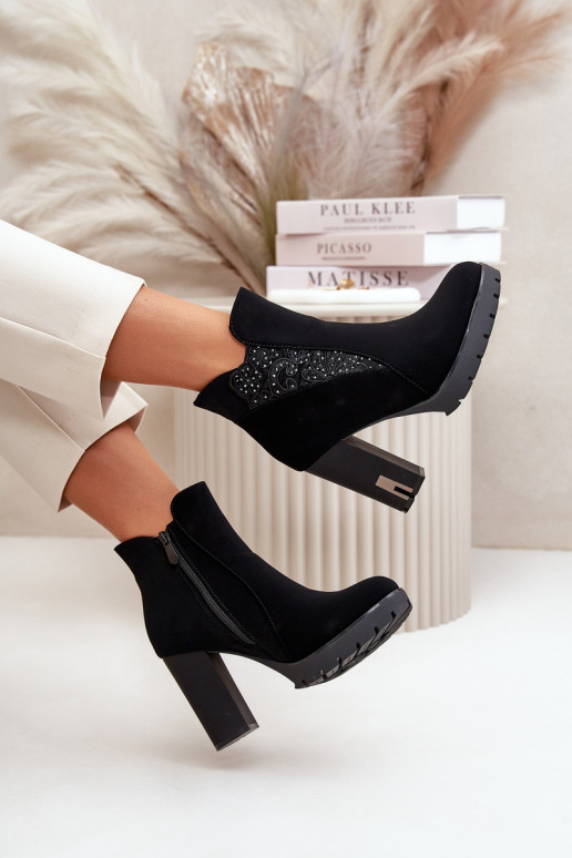 zahriať sa Dámske čižmy Zapnuté Vysokom Poste Z Haftem čierna Verissae zahriať sa Dámske čižmy Zapnuté Vysokom Poste Z Haftem čierna Verissae