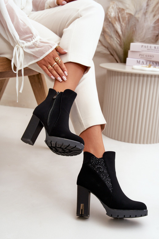 zahriať sa Dámske čižmy Zapnuté Vysokom Poste Z Haftem čierna Verissae zahriať sa Dámske čižmy Zapnuté Vysokom Poste Z Haftem čierna Verissae