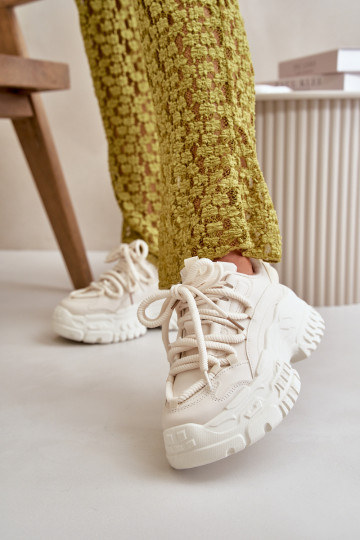 Tenisky model topánok Dámske s módnou masívnou podrážkou vo farbe ivory Nevela 2