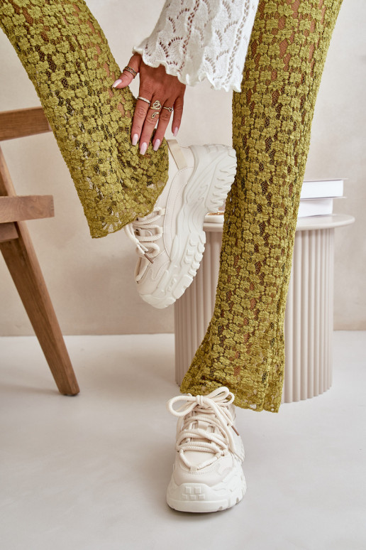 Tenisky model topánok Dámske s módnou masívnou podrážkou vo farbe ivory Nevela Tenisky model topánok Dámske s módnou masívnou podrážkou vo farbe ivory Nevela