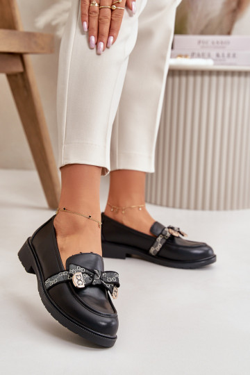 Dámske Mokasíny so stuhami S.Barski HY42-331 čierna