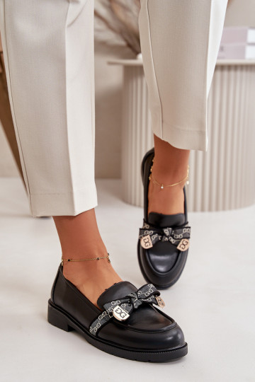 Dámske Mokasíny so stuhami S.Barski HY42-331 čierna 2