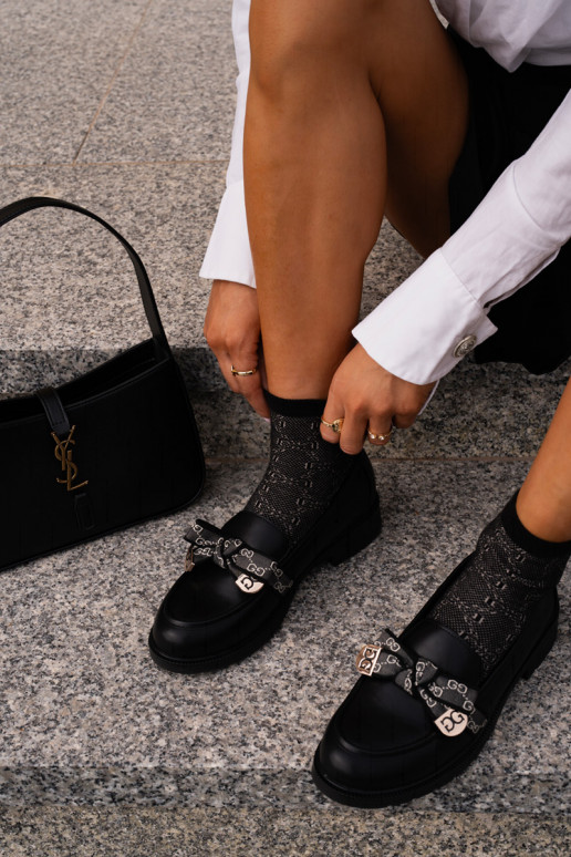 Dámske Mokasíny so stuhami S.Barski HY42-331 čierna