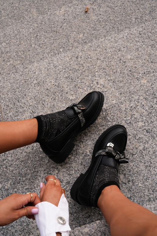 Dámske Mokasíny so stuhami S.Barski HY42-331 čierna