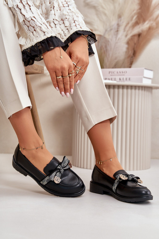 Dámske Mokasíny so stuhami S.Barski HY42-331 čierna
