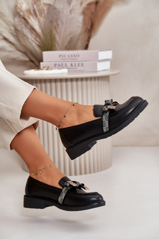 Dámske Mokasíny so stuhami S.Barski HY42-331 čierna