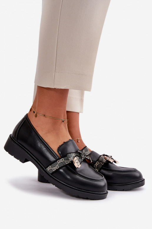 Dámske Mokasíny so stuhami S.Barski HY42-331 čierna