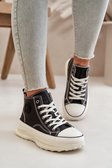 Voľnočasové topánky s platformou z umelej kože Big Star OO274063 čiernej farby