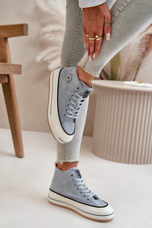 zahriať sa Bežná obuv s platformou Eko Kožené Big Star OO274069 Modrá