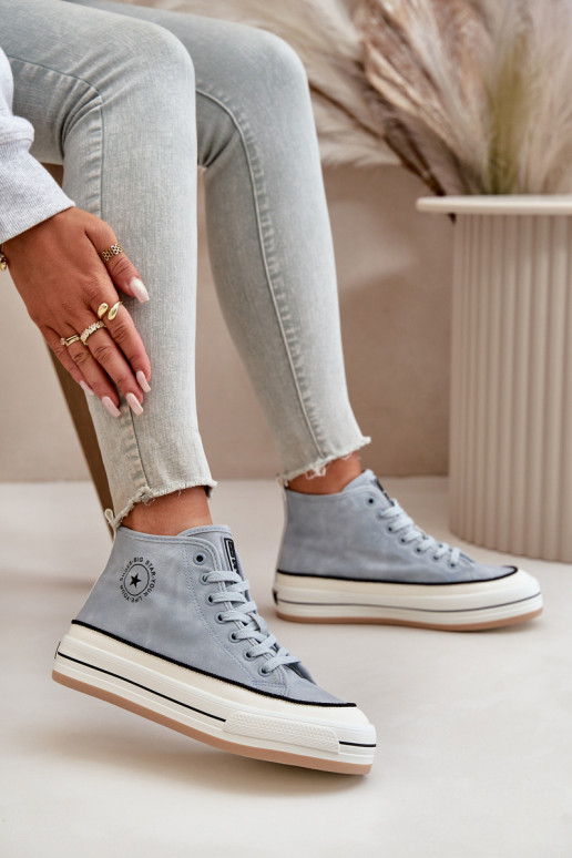 zahriať sa Bežná obuv s platformou Eko Kožené Big Star OO274069 Modrá