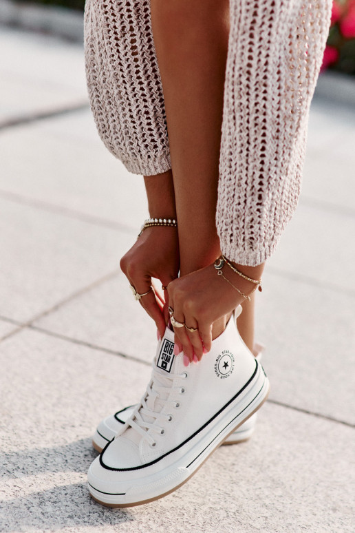 zahriať sa Bežná obuv s platformou Eko Kožené Big Star OO274061 biela farba